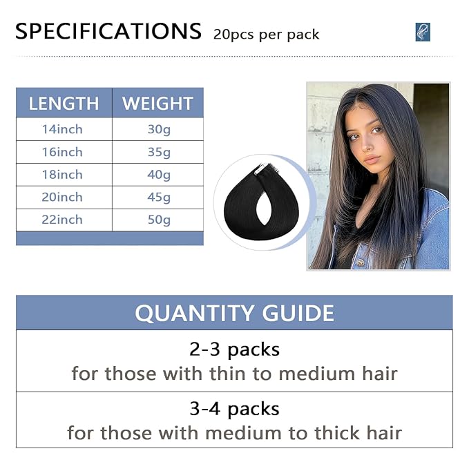 COOKAYU Invisi Edge Tape in Extensions Human Hair, Natural Black Seamless Injected Tape Ins Remy Hair 16Inch 35g 20pcs Straight Extensions Silky Smooth