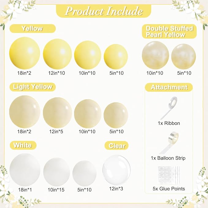 Yellow Balloon Arch Kit for Baby Shower Bridal Shower Decorations | 108Pcs - Image 5