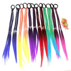 Colored Braids Hair Extensions with Rubber Bands Rainbow Braided Synthetic Hairpieces Ponytail Hair Accessories for Women Kids Girls Party Highlights Cosplay Dress Up (12PCS B Style)