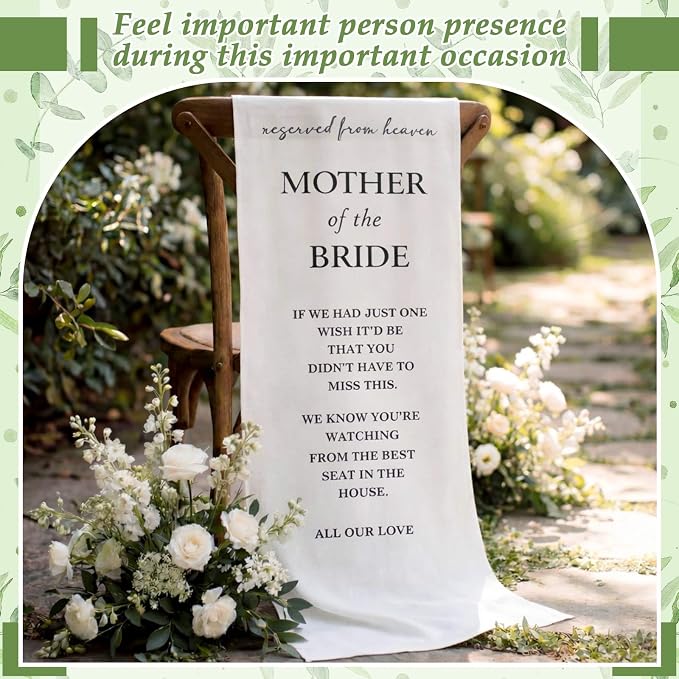 HunnmingRe Bride Mother Wedding Memorial Reserved Chair Sign Banner in Loving - Image 5