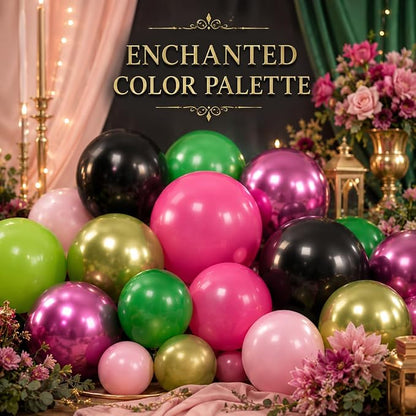 60PCS Black Pink Green Balloons, Hot Pink Dark Light Green Black Latex Balloon - Image 4