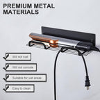 Straighteners Holder Wall Mounted Metal Hair Dryer Holder for Curling Wands Accessories Adhesive Curling Iron Holder Hair Tool Organizer for Vanity Bathroom Barber Shops (Black)