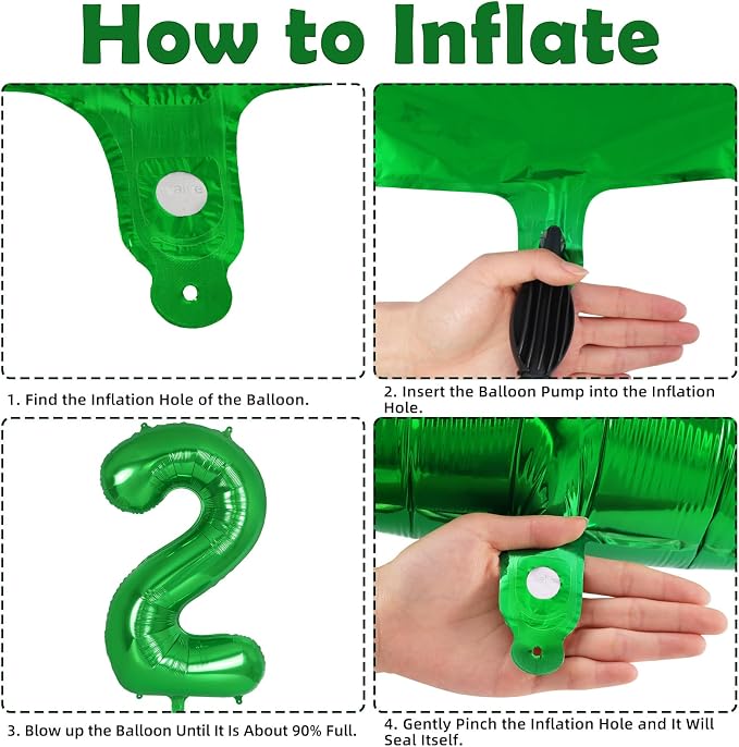 Dark Green Number 2 Balloon 40 Inch, Big Large Foil Helium Number Balloons - Image 7