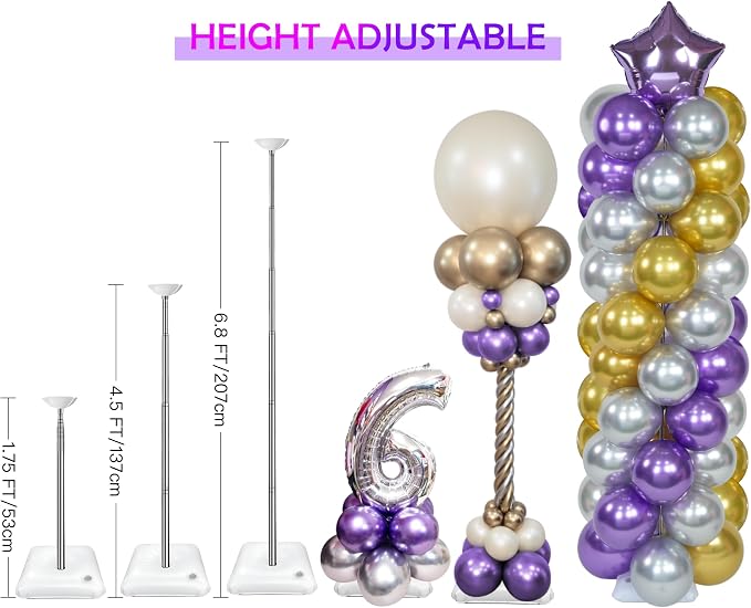 YALLOVE 4-Pack Adjustable Metal Balloon Column Stands - Image 2