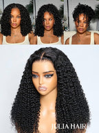 Julia Hair Bye Bye Knots Glueless Wig Curly Pre Cut Lace Front Wigs Human Hair for Women 12A Upgrade 7x5 Lace Closure Wig Pre Plucked with Pre Bleached Knots Put on and Go Natural Color 16 Inch