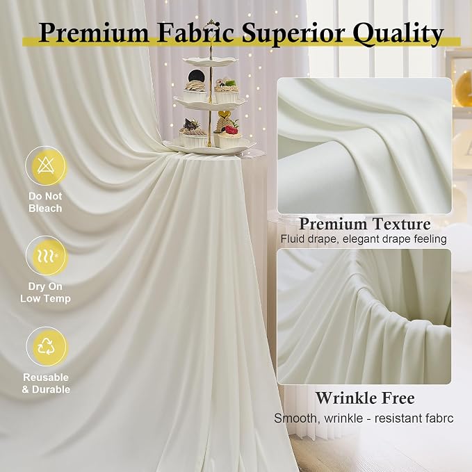 50ft x 15ft Ivory Backdrop Curtains - Image 2