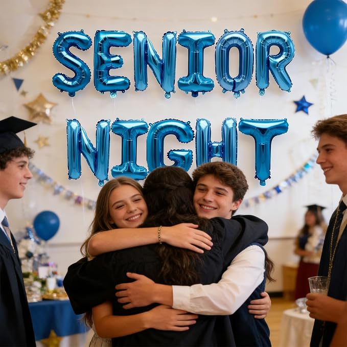 2 Set 22Pcs Blue SENIOR NIGHT Letter Balloons 16in Balloon Foil Letter - Image 8