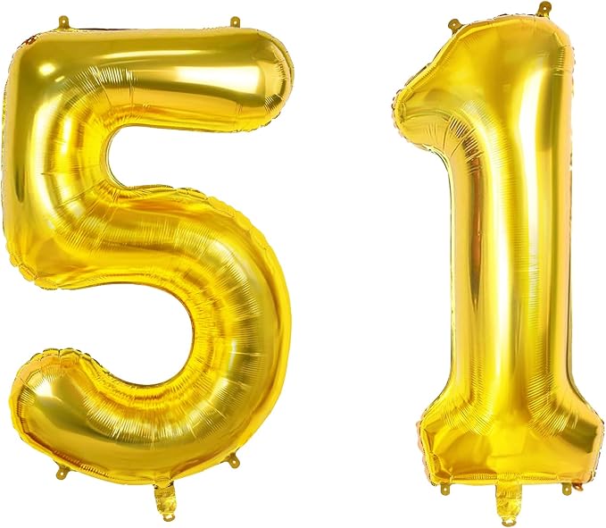 Number 51 Balloons for 51st Birthday Party Decorations, 0-100 Large No.51 by Joycard