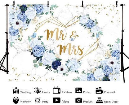 AIBIIN 10x7ft Mr and Mrs Floral Backdrop - Image 4