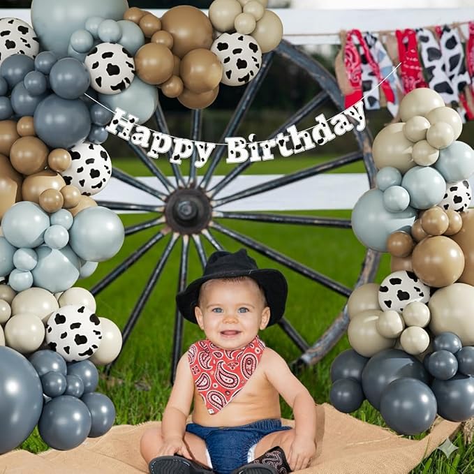 Cowboy Dusty Blue Cow Balloon Arch Kit, Birthday Party Decoration | Light Blue - Image 3