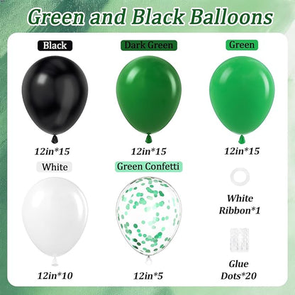 60pcs Green and Black Balloons 12inch - Image 2