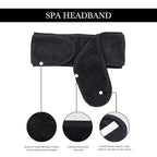 Simnice Spa Facial Headbands Esthetician,Adjustable Makeup Headband for Facials, Terry Cloth Spa Headband Hair Wrap Towel for Face Washing, Shower,Black