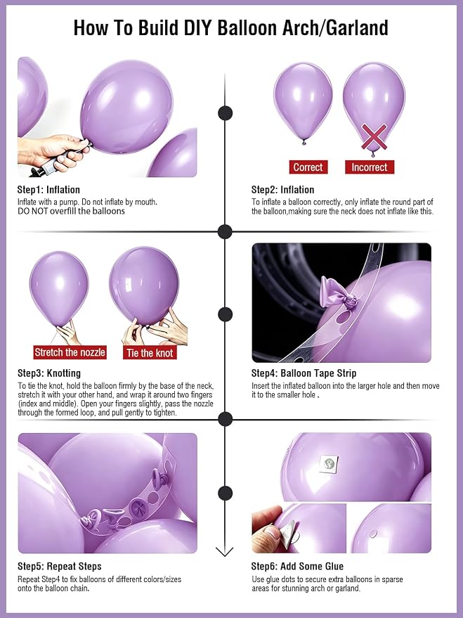 Lavender Balloons 125 pcs Different Sizes of 18 12 10 5 Inch Light Pastel - Image 5