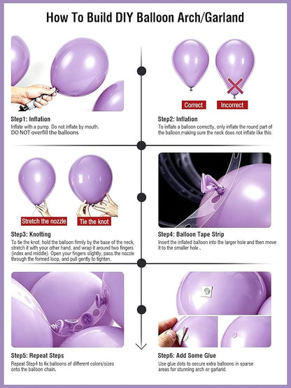 Lavender Balloons 125 pcs Different Sizes of 18 12 10 5 Inch Light Pastel - Image 5