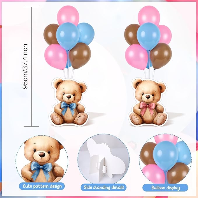 12 Sets Bear Balloon Stand Kit for Table Bear Baby Shower Centerpieces for - Image 4