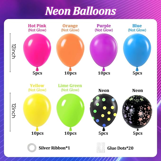 60pcs Neon Balloons 12inch - Image 2