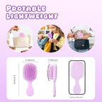Mini Hair Bursh for Women and Girls, Protable Travel Size Hair Brush for Pockets Purses, Mini Detangler Brush for All Hair Types, Small Paddle Brush for Detangling(Purple)