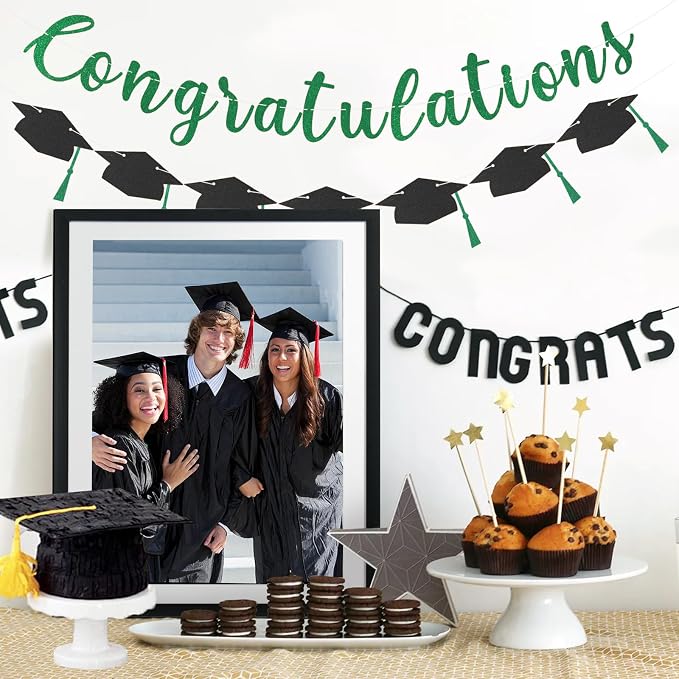 Class of 2026 Graduation Decorations Pre-Strung Glitter Congratulations Banner - Image 6