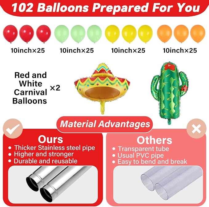 2 Sets Mexican Fiesta Balloon Column Stand Kit - Image 3
