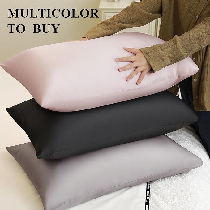 ECOSA Luxurious 30 Momme 100% Mulberry Silk Pillowcase (50x70cm) – 6A Grade Charmeuse Weave, Oeko-TEX® Certified – Frizz-Free Hair & Wrinkle-Free Skin (Grey)