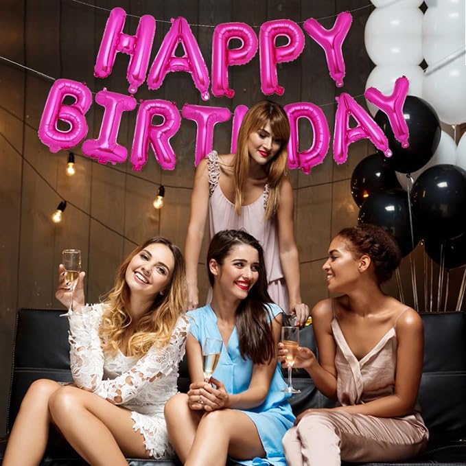 PIGETALE Happy Birthday Banner, 16 Inch Mylar Foil Letters Sign Bunting Happy - Image 2