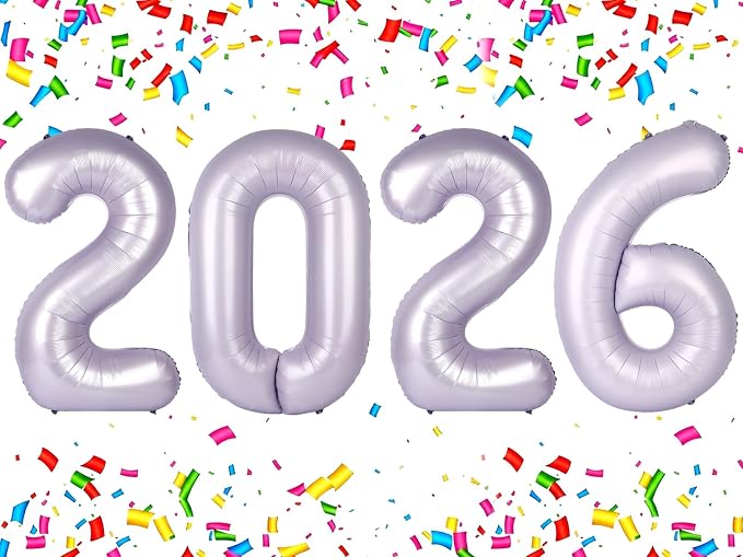 2026 Lilac Balloon Numbers 40 Inch, Nye Decor Party Decorations Happy New Year by Upgesy