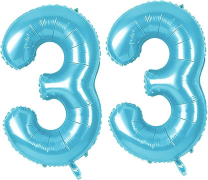 Number 33 Balloons for 33rd Birthday Party Decorations, 0-100 Large No.33 by Joycard