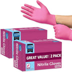 Inspire Pink Gloves Disposable Latex Free | Nitrile Pink Glove Hair and Nail Salon, Esthetician Nitrile Disposable Gloves