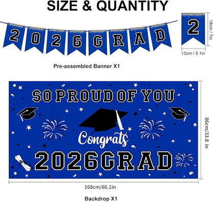 59Pcs Graduation Decorations 2026 Backdrop Balloons Banner Centerpiece Hanging - Image 2