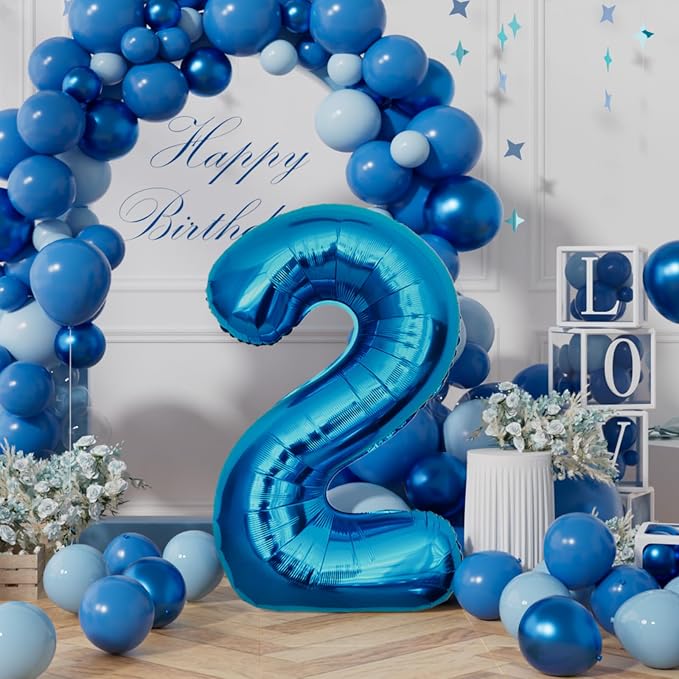 AULE 40 Inch 2 Blue Balloon Number Foil 0-9 Birthday Big Numbers | Birthday - Image 3