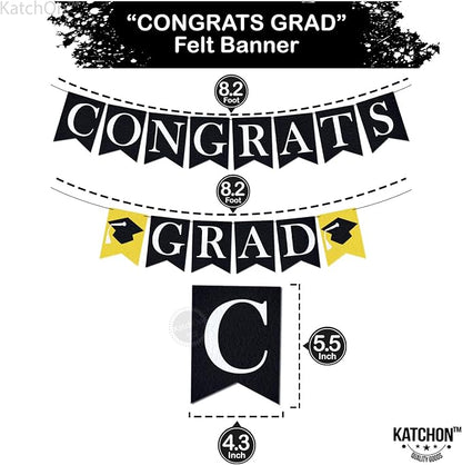 KatchOn Congrats Grad Banner Black | Felt, No DIY, Congrats Banner - Image 4