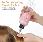 3 Pack Hair Oil Bottle 8.5oz-Hair Oil Applicator Plastic Squeeze Bottles Scalp Oil-Applicator Hair Dye Bottle, Twist-On Top Tip Cap, Refillable Bottles with Graduated Scale and Twist Top