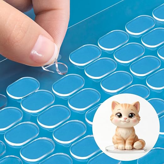 900Pcs Clear Adhesive Dots, Double Sided, No Trace, 0.31 x 0.51 | Museum Putty by Aubeco