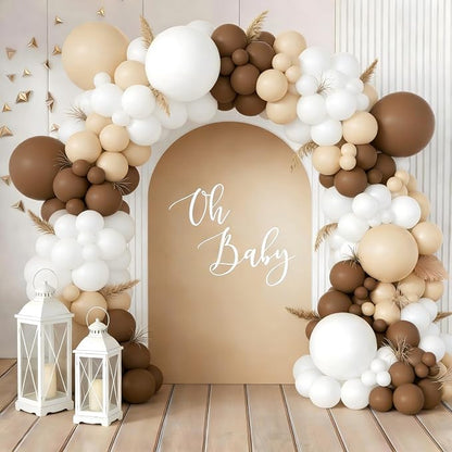 160Pcs Boho Brown White Nude Balloon Garland Arch Kit Dark Brown Nude Tan White - Image 6