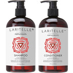 Laritelle Organic Shampoo 17 oz + Conditioner 16 oz | Prevents Hair Loss, Promotes Hair Growth | Ayurvedic Herbs, Lavender, Ginger & Rosemary | NO GMO, Sulfates, Gluten, Alcohol, Parabens, Phthalates