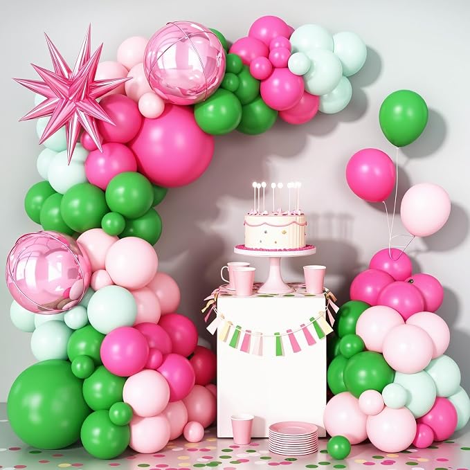 Pink Green Balloon Arch Garland Kit - Image 6