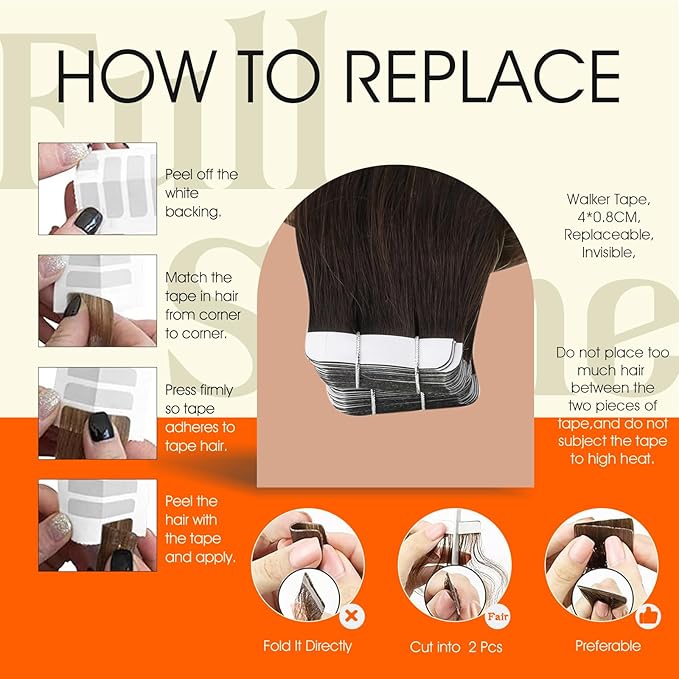 Full Shine Balayage Tape in Hair Extensions Human Hair 14Inch Tape in Extensions 2/3/27 Brown To Caramel Blonde Ombre Seamless Skin Weft Tape ins Human Hair Extensions Straight Extension 50G 20Pcs