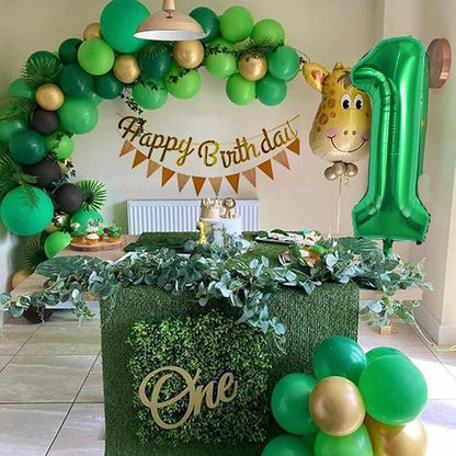 TONIFUL 40 Inch Dark Green Number 1 Balloons Large Foil 1st Birthday Decor | - Image 3