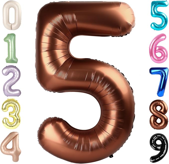 Number Balloons 40 Inch Coffee 5 Balloon by Mluchee