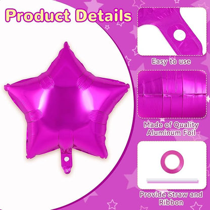 20 Pcs Rosered Star Balloons, 18 Inch Star Foil Balloons, Stars Shaped Balloon - Image 5