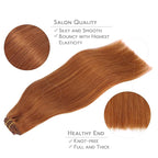 WENNALIFE Clip in Hair Extensions Real Human Hair, 16 Inch 150g 9pcs Human Hair Extensions Clip In, Dirty Ginger Hair Extensions Clip In Real Hair Coloured Remy Human Hair Extensions