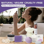 Natural Amor Lavender Spa Gifts for Women,7pcs Self Care Box Including Soap Bar, Candle, Bath Butter