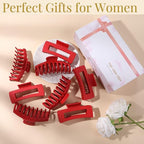 Red Hair Clips for Women - 8 Pack 4.3 Inch Large Hair Claw Clips for Women Thin Thick Curly Hair, Big Matte Banana Clips,Strong Hold jaw clips