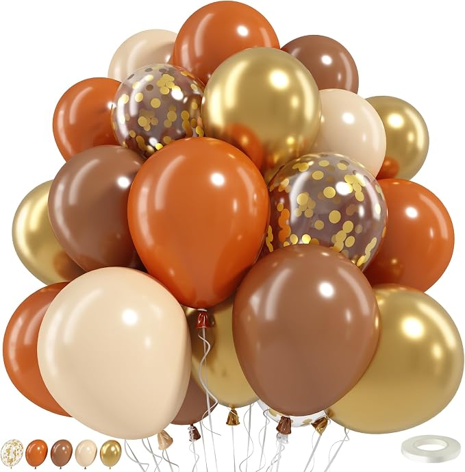 Burnt Orange Brown Balloons, 12 Inch Fall Thanksgiving Autumn Latex Balloon | by Jobkoo