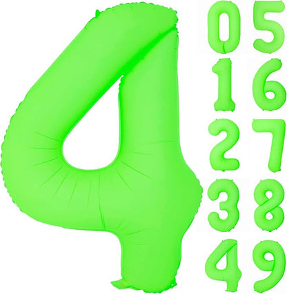 40IN Fluorescent Green Number 4 Balloons Glow In The Dark Green Balloon | by YOIOZAIZAI