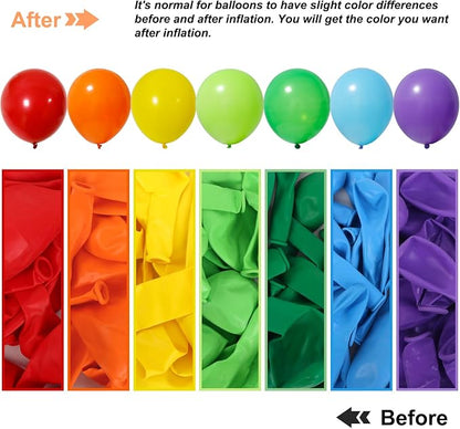 RUBFAC 135pcs Rainbow Balloons, Latex Colorful Balloon Different Sizes 18 12 10 - Image 3
