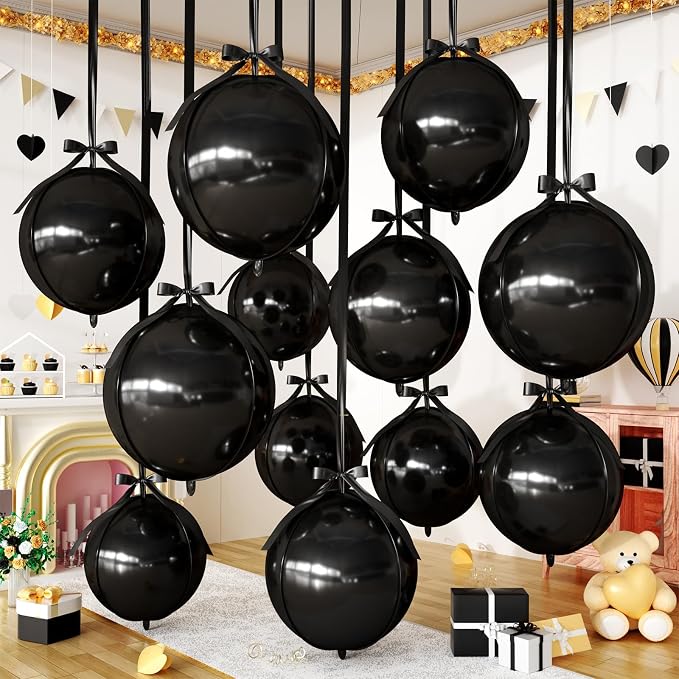 Black Round Foil Balloons by FEYG