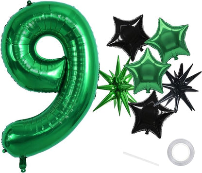TONIFUL 9th Birthday Balloons Kit 40 Inch Dark Green Large Number 9 Balloon | by TONIFUL