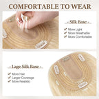 Rich Choices Hair Toppers for Women Real Human Hair 100% Human Remy Toppers NO Bangs for Women with Thinning on Top Clip in Hairpiece 4"x4.7"Lace Base 12 Inch #613 Bleach Blonde