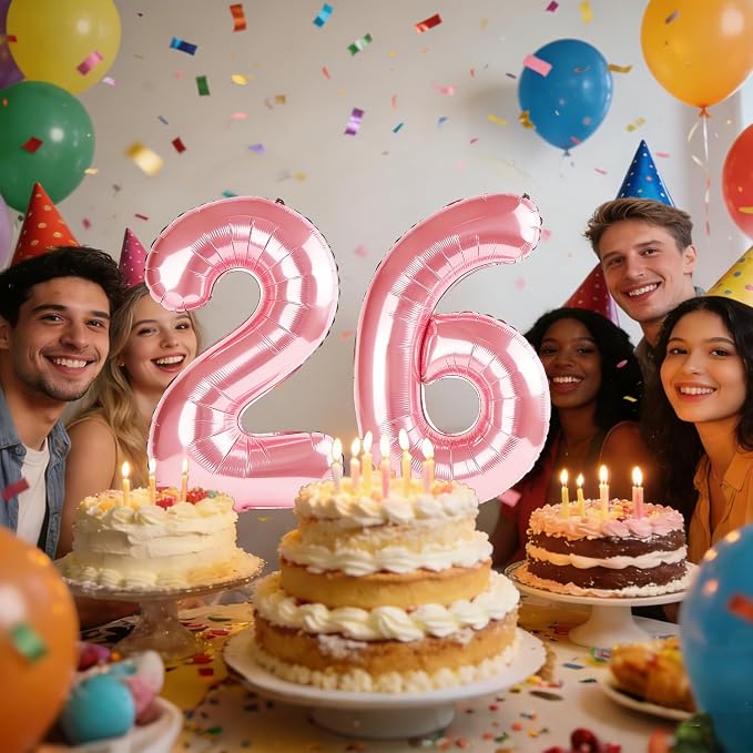 40 Inch Number 26 Balloons for 26th Birthday Party Decorations, 0-100 Jewelry - Image 2